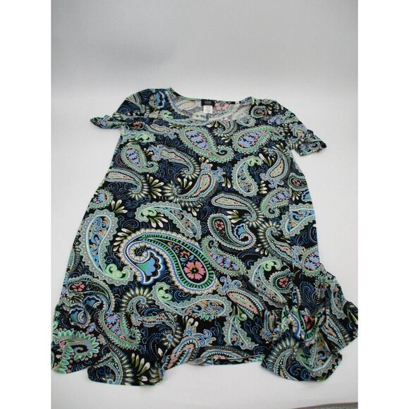 MSK Womens Dress 2X Multi Color Paisley Stretch Pullover Plus Size Green Black - Picture 11 of 11